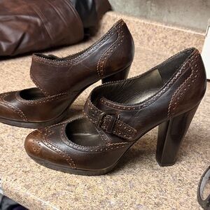 Stuart Weitzman Dark Brown Leather  Wingtip Mary Jane!